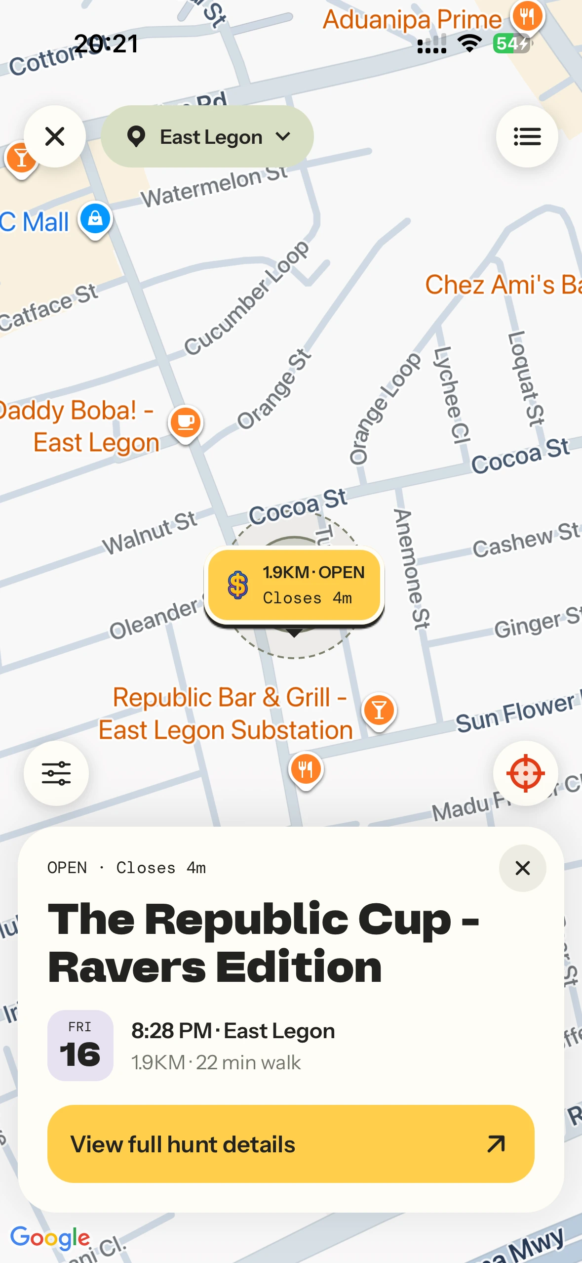 Find The Republic Cup on the East Legon hunt map.